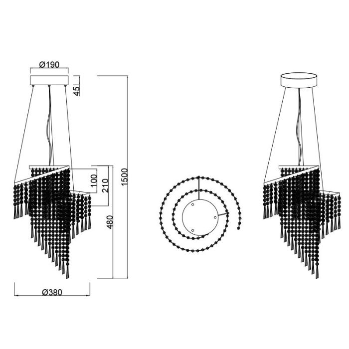 Chromen kroonluchter design, Sjon, 30W, warm tot koud wit verstelbare LED, 3-staps dimbaar