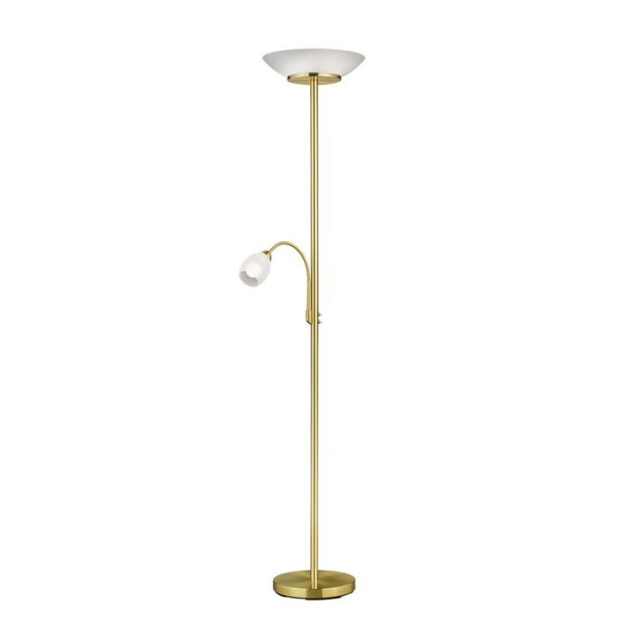 Messing staande leeslamp Larry, metaal, modern