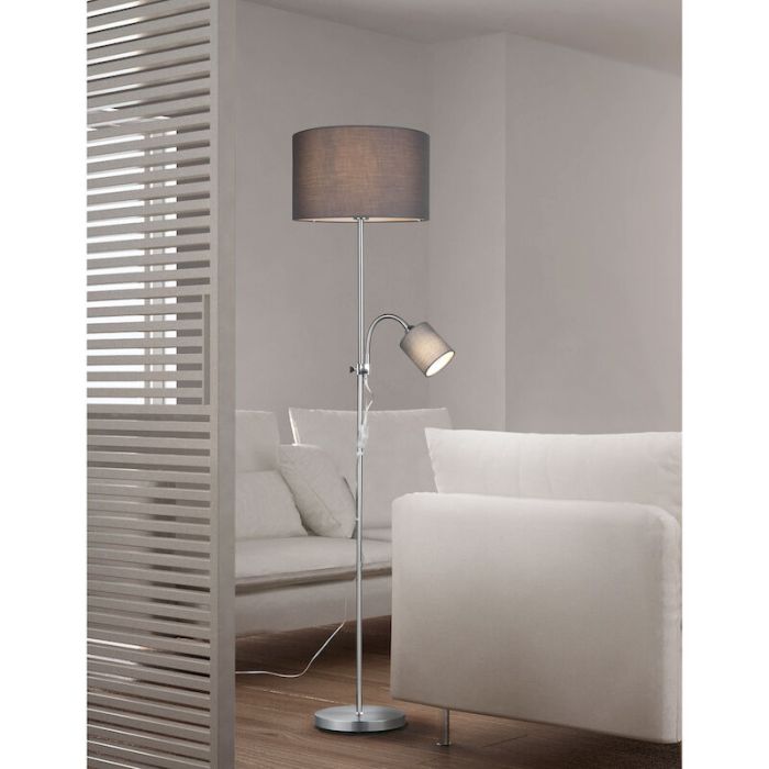 Moderne vloerlamp Edina, nikkel