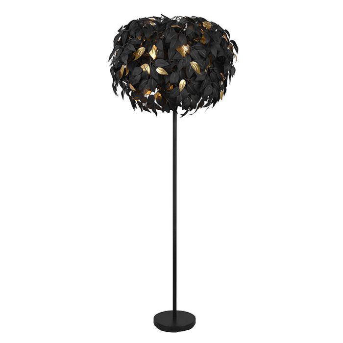 Zwarte vloerlamp retro, Urwa, met schakelaar