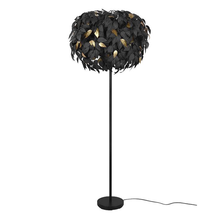 Zwarte vloerlamp retro, Urwa, met schakelaar