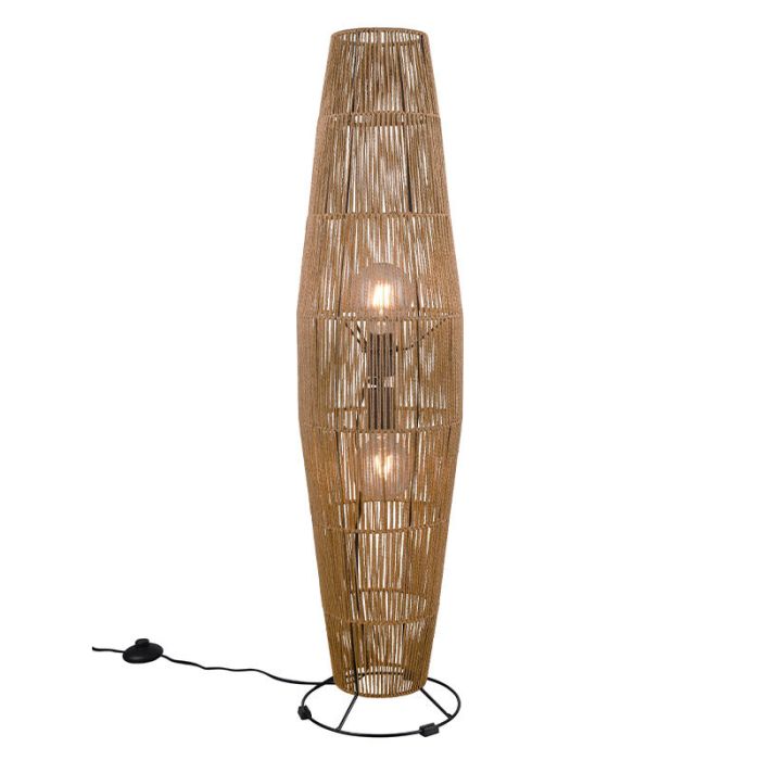 Papieren vloerlamp bruin, Fleurtje, met schakelaar