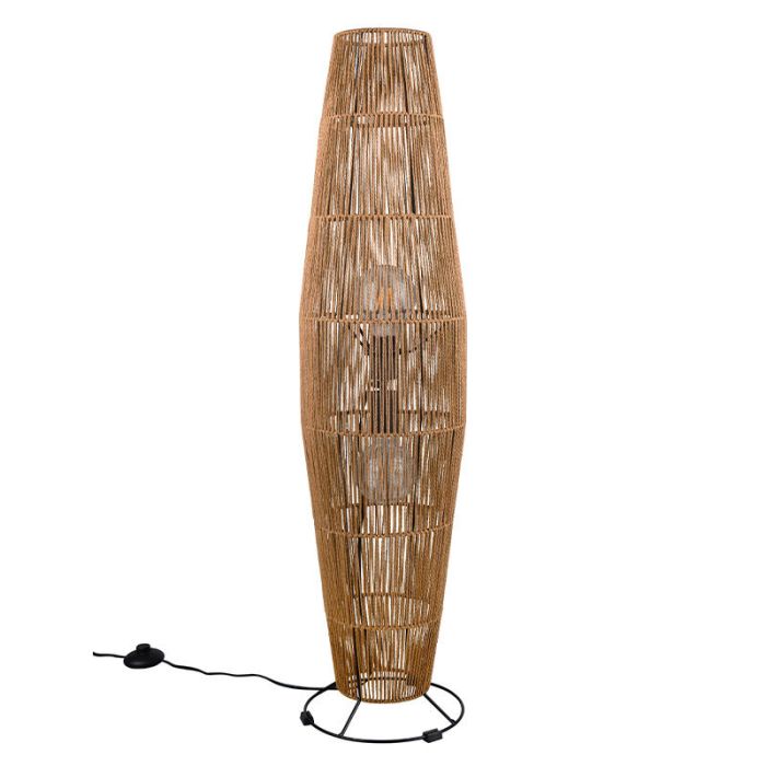 Papieren vloerlamp bruin, Fleurtje, met schakelaar