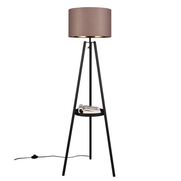 Taupe driepoot vloerlamp modern, Wendel, met schakelaar