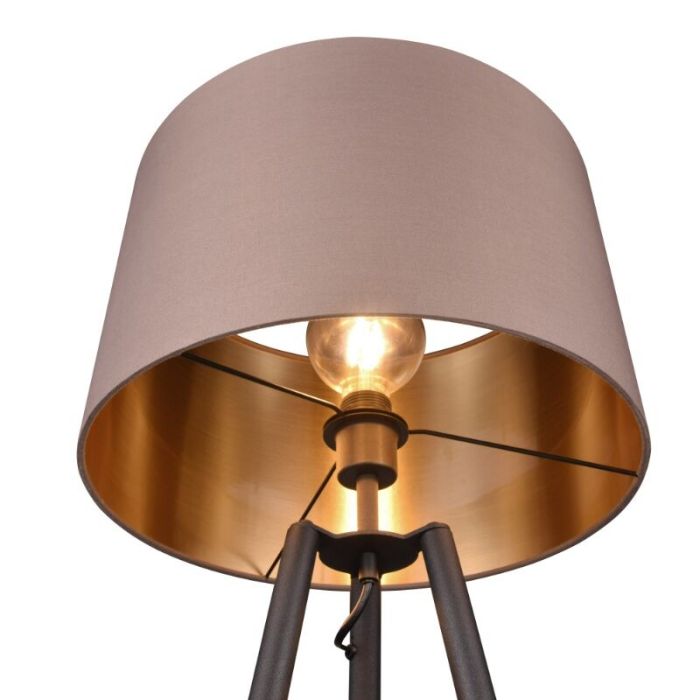 Taupe driepoot vloerlamp modern, Wendel, met schakelaar