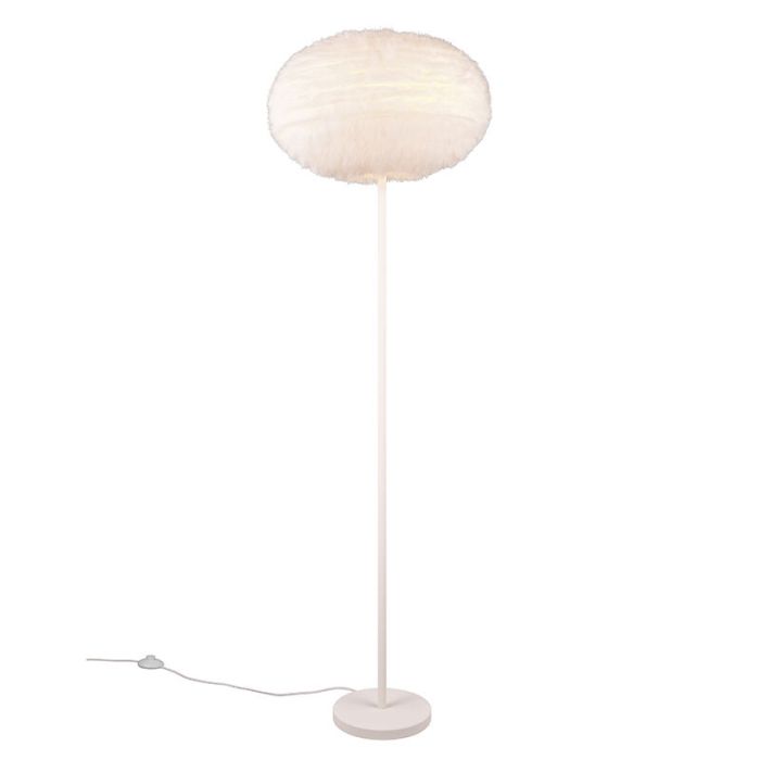 Beige vloerlamp stof, Vijay, met schakelaar