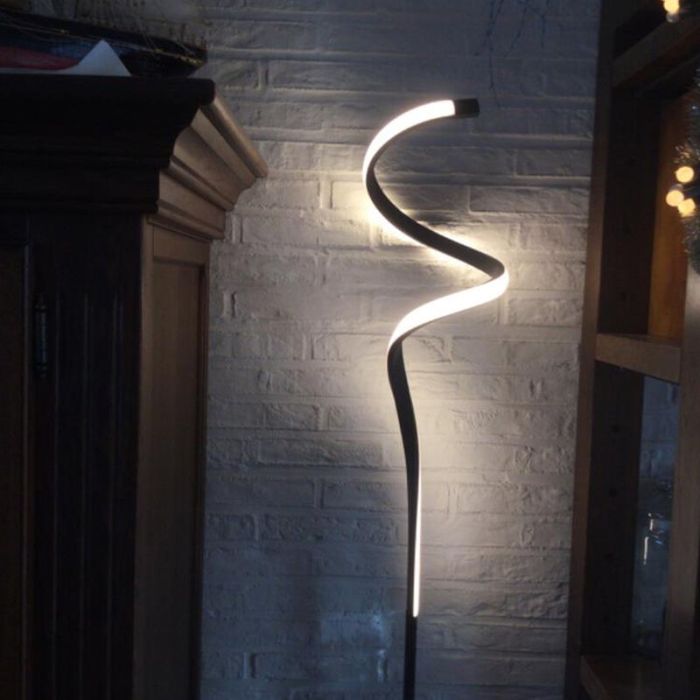 Zwarte vloerlamp modern, Aby, 11W, 3000K LED, met touchdimmer