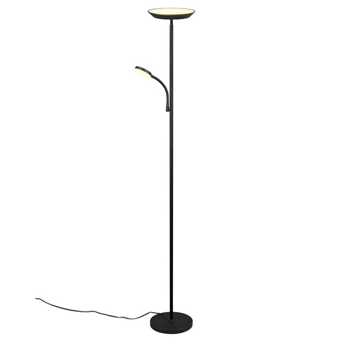 Zwarte vloerlamp modern, Shahid, 17W, warm tot koud wit verstelbare LED, met touchdimmer
