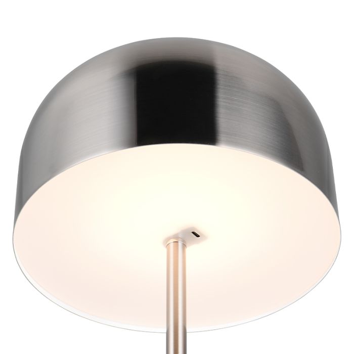 Nikkelen oplaadbare vloerlamp modern, Dustin, 2,5W, 3000K LED, 3-staps dimbaar