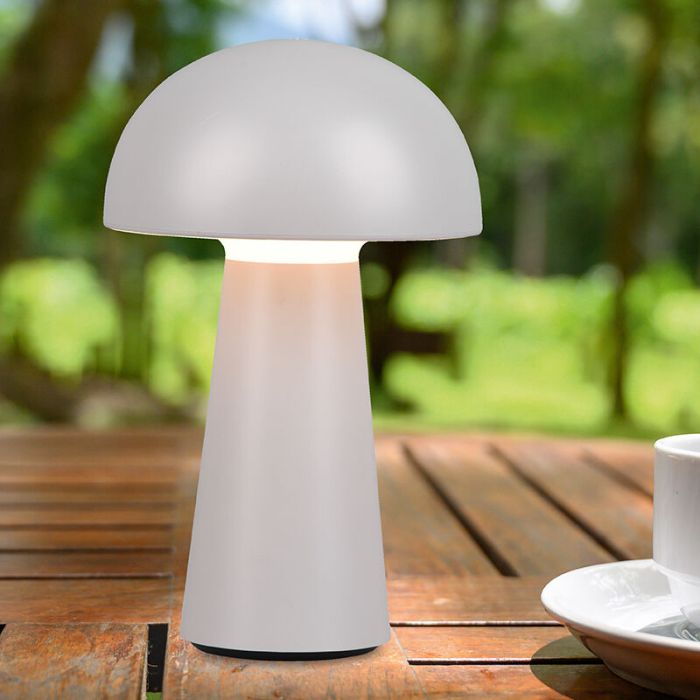 Grijze buiten tafellamp modern, Rachelle, 2W, 3000K LED, IP44, 3-staps dimbaar