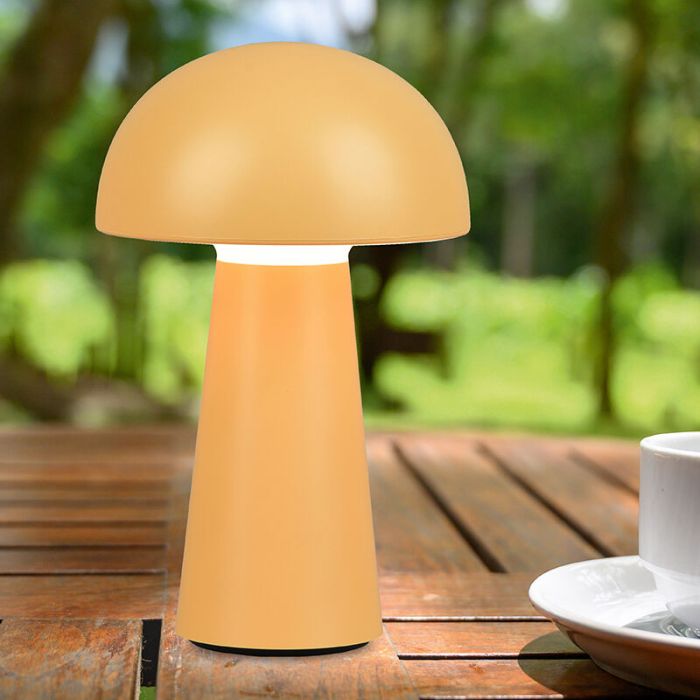 Gele buiten tafellamp modern, Rachelle, 2W, 3000K LED, IP44, 3-staps dimbaar