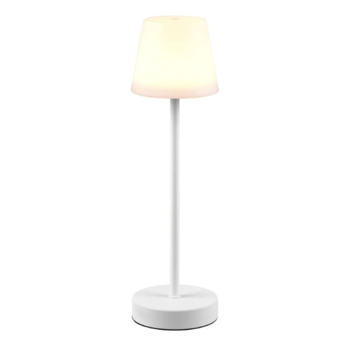 Witte oplaadbare tafellamp kunststof, Suman, 2W, warm tot koud wit verstelbare LED, IP44, met touchdimmer