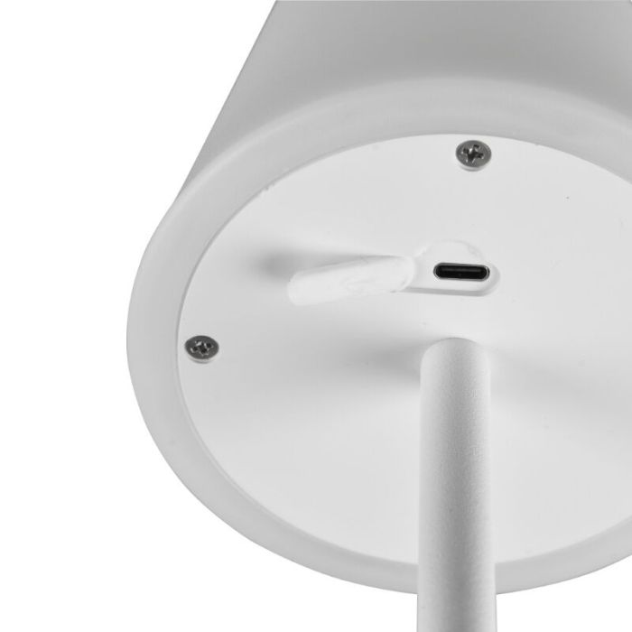 Witte oplaadbare tafellamp kunststof, Suman, 2W, warm tot koud wit verstelbare LED, IP44, met touchdimmer