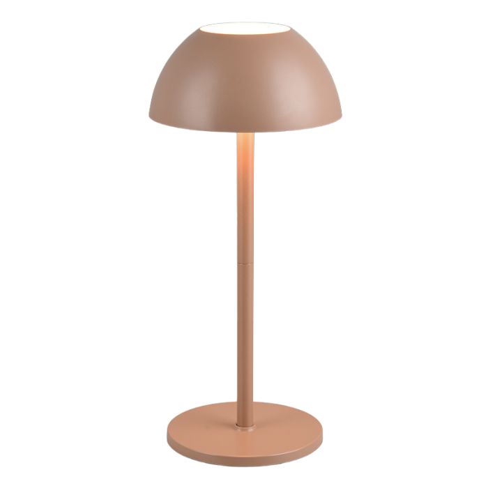 Bruine oplaadbare buiten tafellamp modern, Rakesh, 1,7W, 3000K LED, IP54, 3-staps dimbaar