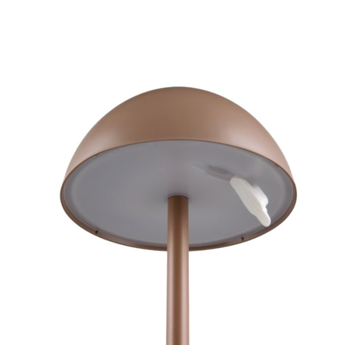 Bruine oplaadbare buiten tafellamp modern, Rakesh, 1,7W, 3000K LED, IP54, 3-staps dimbaar