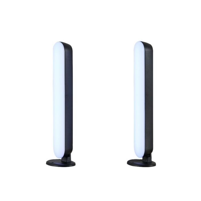 2 zwarte tafellampen modern, Umit, 3W, RGB LED, met afstandsbediening