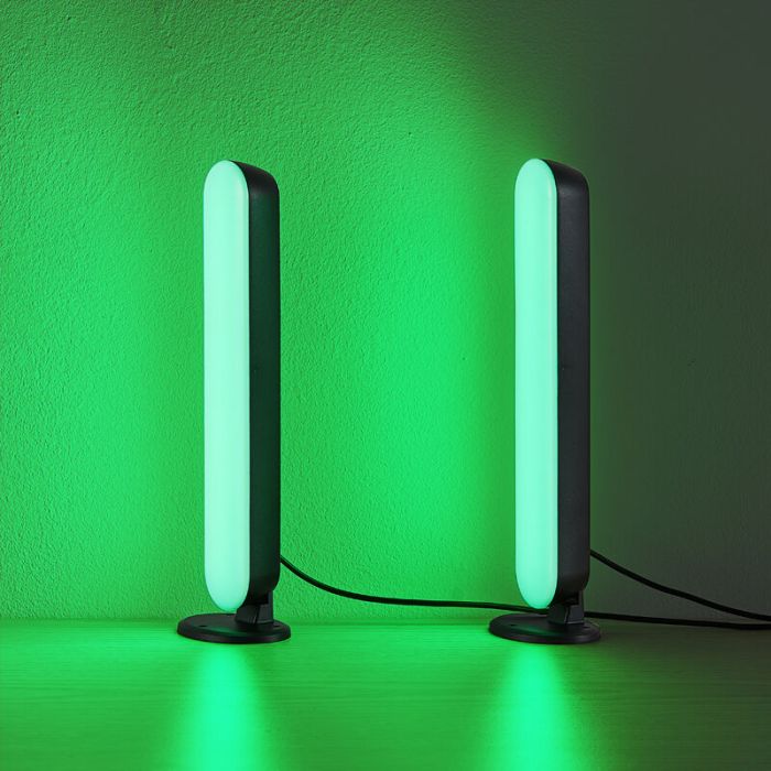 2 zwarte tafellampen modern, Umit, 3W, RGB LED, met afstandsbediening