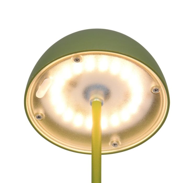 Groene oplaadbare tafellamp kunststof, Mikhail, 2W, 3000K LED, IP44, met touchdimmer