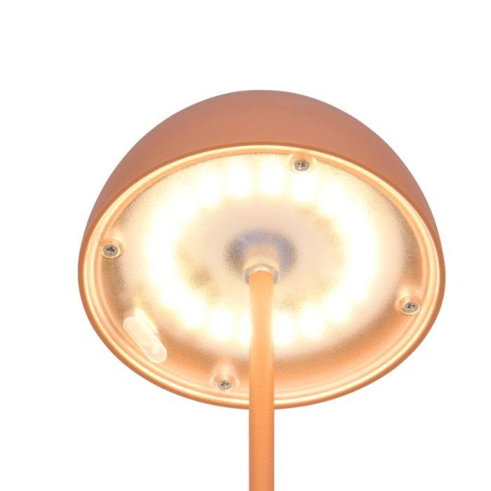 Oranje oplaadbare tafellamp kunststof, Mikhail, 2W, 3000K LED, IP44, met touchdimmer