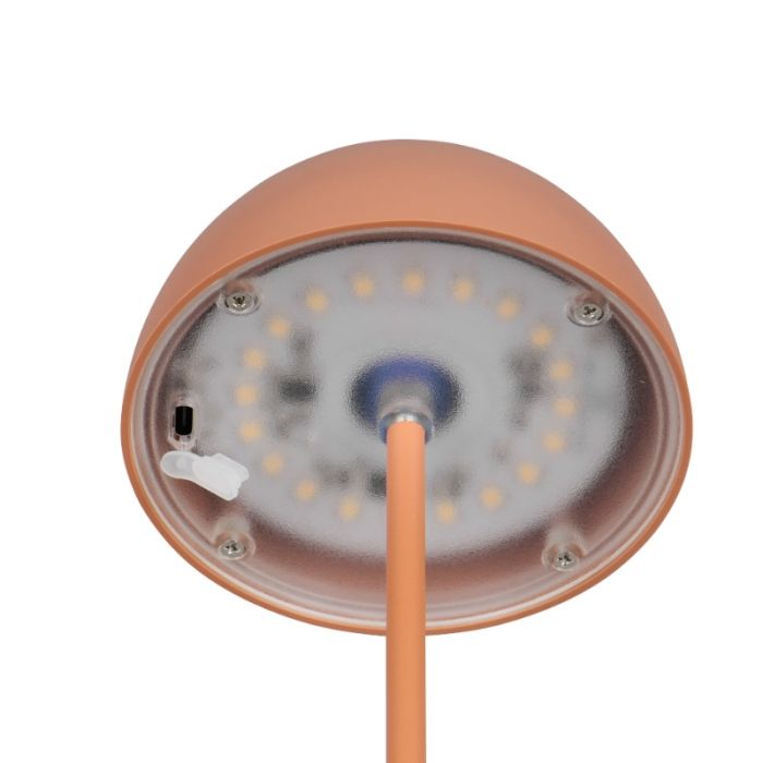 Oranje oplaadbare tafellamp kunststof, Mikhail, 2W, 3000K LED, IP44, met touchdimmer