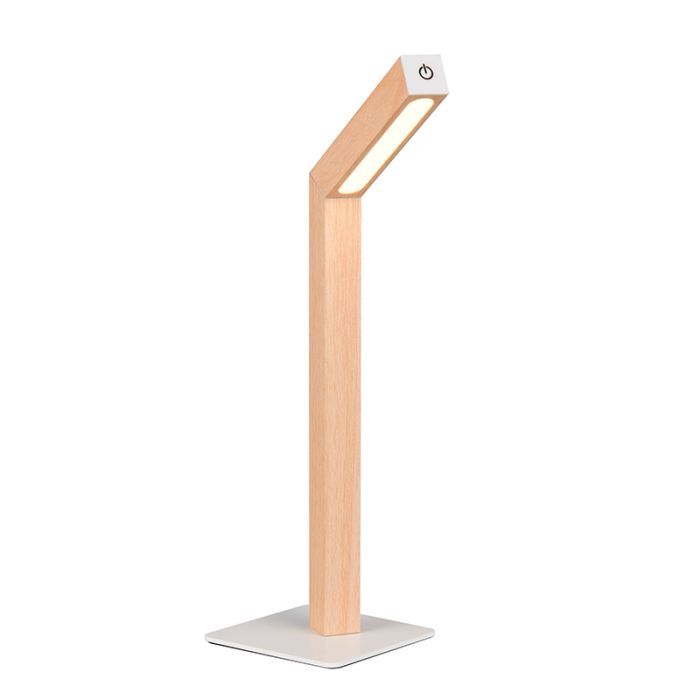 Moderne oplaadbare tafellamp hout, Reijer, 2W, 3000K LED, met touchdimmer