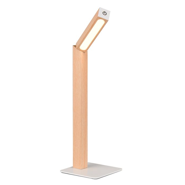 Moderne oplaadbare tafellamp hout, Reijer, 2W, 3000K LED, met touchdimmer
