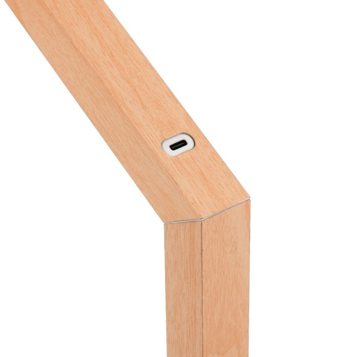Moderne oplaadbare tafellamp hout, Reijer, 2W, 3000K LED, met touchdimmer