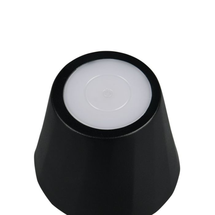 Zwarte oplaadbare tafellamp metaal, Priya, 1,6W, warm tot koud wit verstelbare LED, 3-staps dimbaar