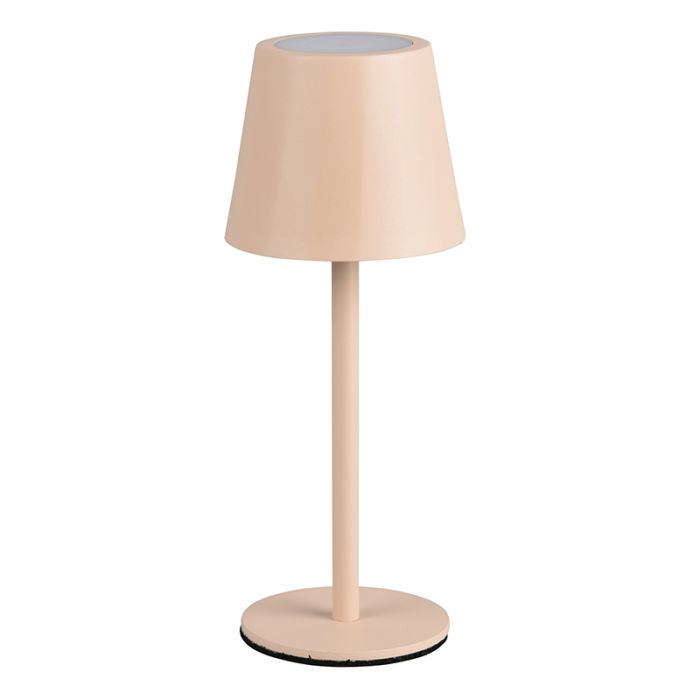 Bruine oplaadbare tafellamp metaal, Priya, 1,6W, warm tot koud wit verstelbare LED, 3-staps dimbaar