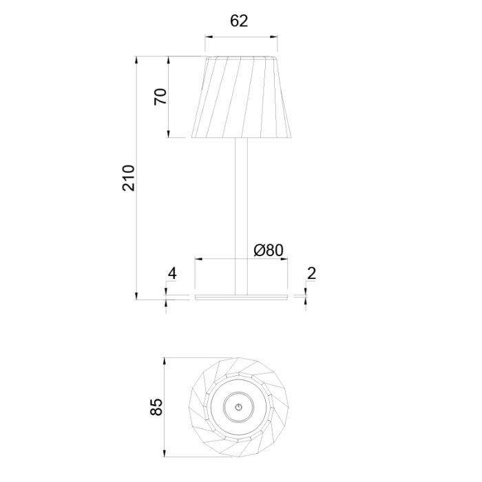Bruine oplaadbare tafellamp metaal, Priya, 1,6W, warm tot koud wit verstelbare LED, 3-staps dimbaar