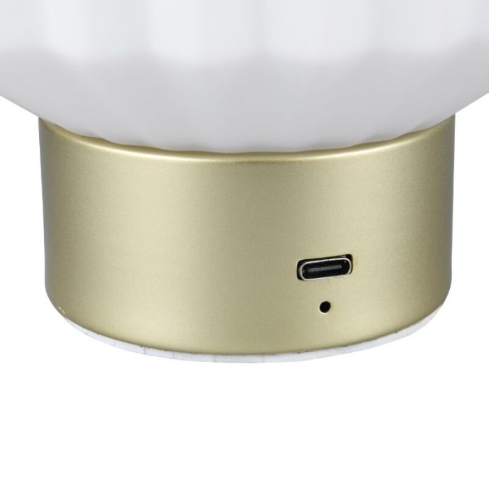 Messing oplaadbare tafellamp retro, Tamer, 2W, 3000K LED, met touchdimmer