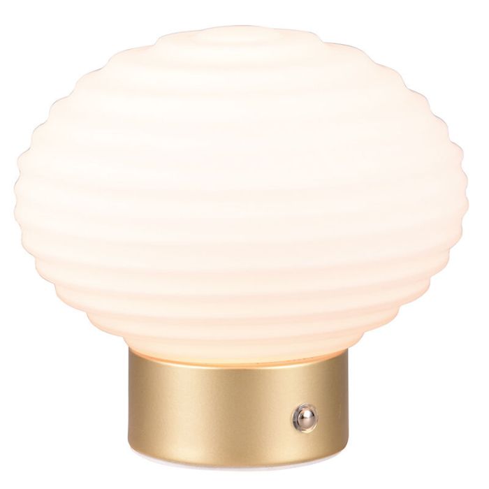 Messing oplaadbare tafellamp retro, Walid, 2W, 3000K LED, met touchdimmer