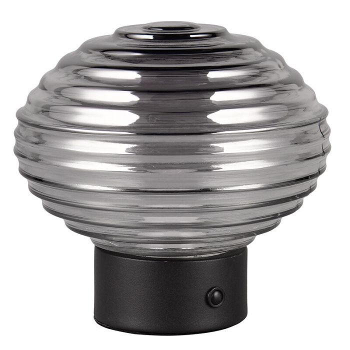 Zwarte oplaadbare tafellamp retro, Walid, 2W, 3000K LED, met touchdimmer