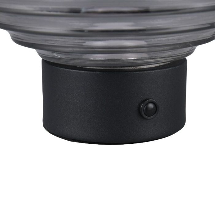 Zwarte oplaadbare tafellamp retro, Walid, 2W, 3000K LED, met touchdimmer