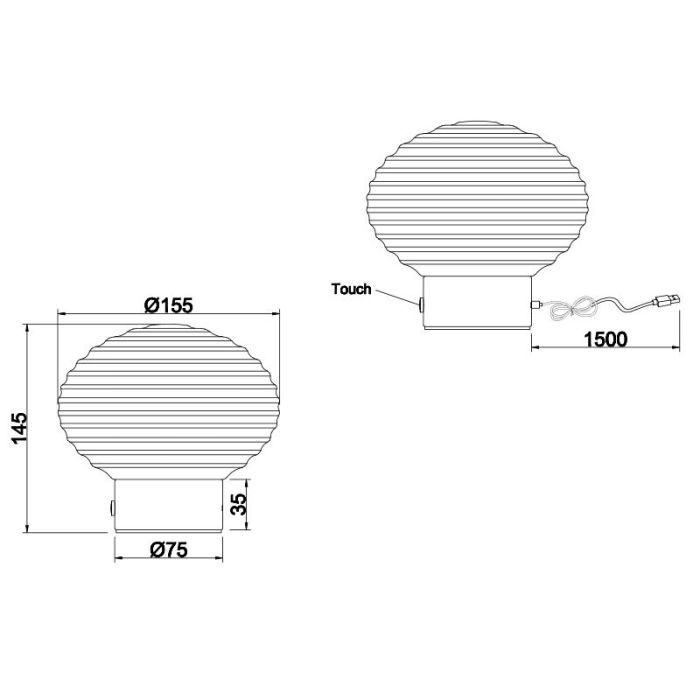 Zwarte oplaadbare tafellamp retro, Walid, 2W, 3000K LED, met touchdimmer