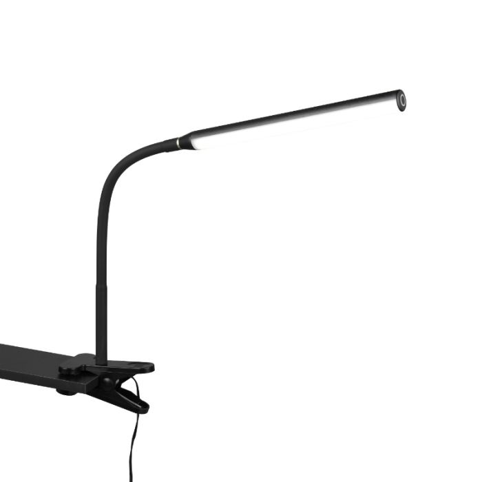 Zwarte klemlamp modern, Rommert, 5W, warm tot koud wit verstelbare LED, met touchdimmer