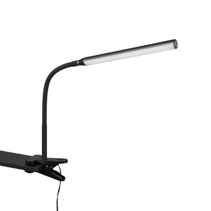 Zwarte klemlamp modern, Rommert, 5W, warm tot koud wit verstelbare LED, met touchdimmer