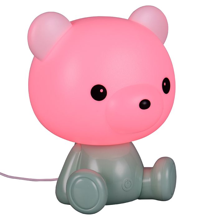 Groene kinderkamer tafellamp kunststof, Lumibear, 0,3W, RGB LED, met schakelaar