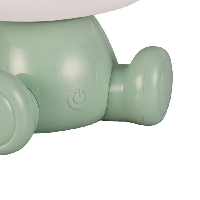 Groene kinderkamer tafellamp kunststof, Lumibear, 0,3W, RGB LED, met schakelaar