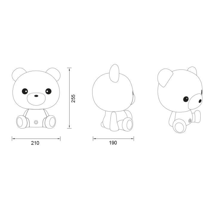 Roze kinderkamer tafellamp kunststof, Lumibear, 0,3W, RGB LED, met schakelaar