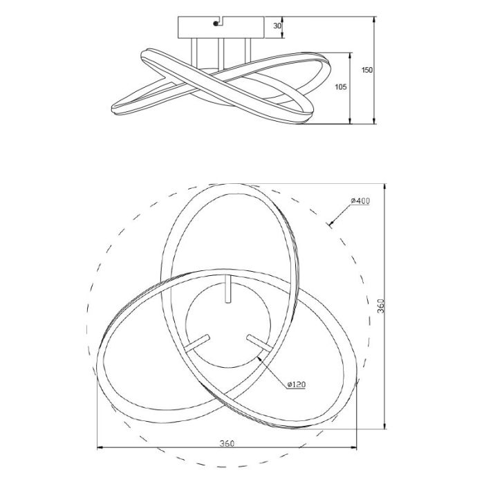 Zilveren plafondlamp design, Suat, 15W, 3000K LED