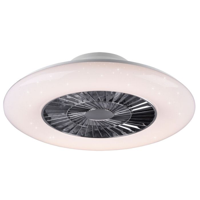 Chromen plafondventilator modern, Damia, 40W, warm tot koud wit verstelbare LED, met afstandsbediening