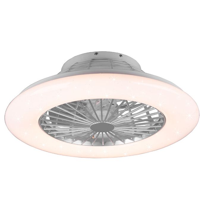 Grijze plafondventilator modern, Damyan, 30W, RGBW LED, met afstandsbediening
