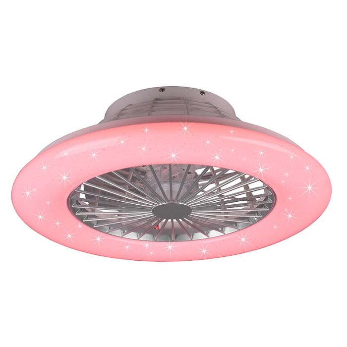 Grijze plafondventilator modern, Damyan, 30W, RGBW LED, met afstandsbediening