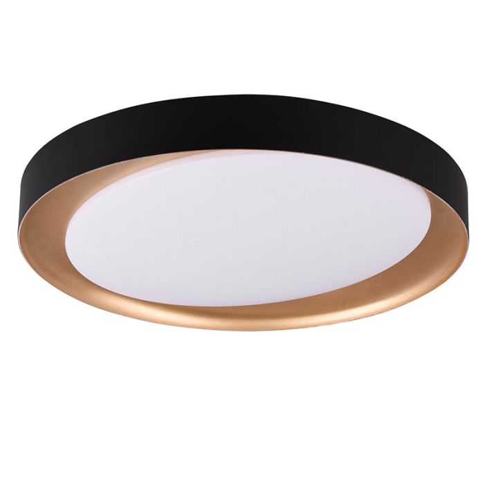 Zwarte plafonnière, Joas, 24W, warm tot koud wit verstelbare LED, met afstandsbediening