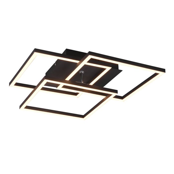 Zwarte plafonnière, Bibiana, 28W, warm tot koud wit verstelbare LED, met afstandsbediening