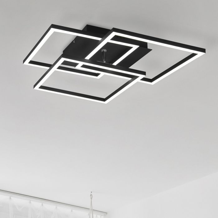 Zwarte plafonnière, Bibiana, 28W, warm tot koud wit verstelbare LED, met afstandsbediening