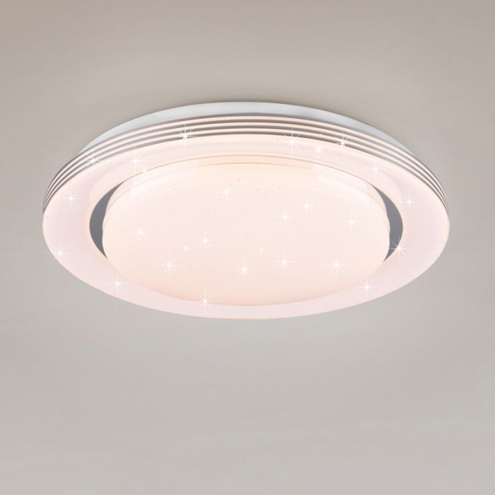 Witte plafonnière modern, Alpha, 18W, warm tot koud wit verstelbare LED, met afstandsbediening