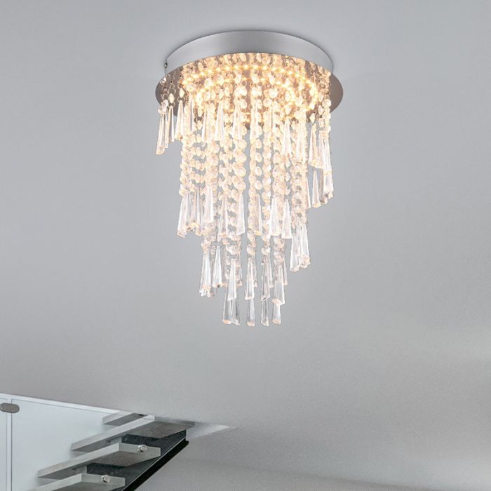 Chromen kroonluchter design, Sjon, 18W, warm tot koud wit verstelbare LED, 3-staps dimbaar