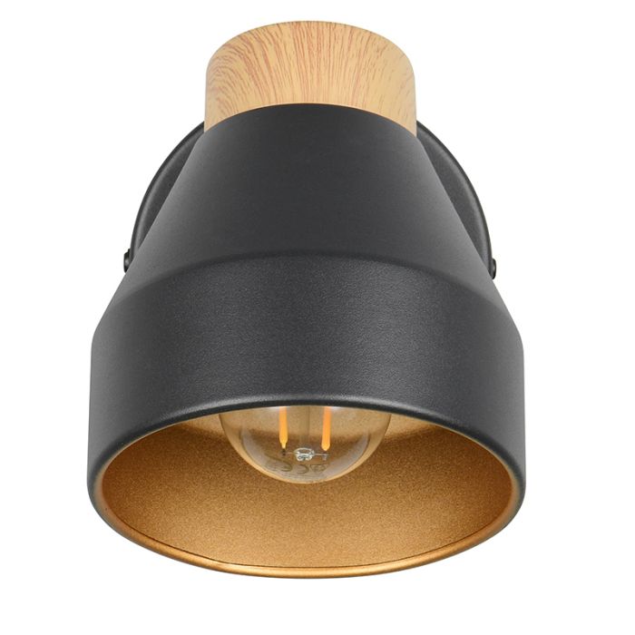 Zwarte wandspot modern, Riette, met schakelaar